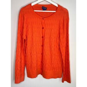 Pendleton Long Sleeve Button Front Knit Cardigan Sweater Orange Women's Size L